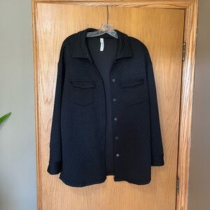 Tickled Teal Black Quilted Jacket